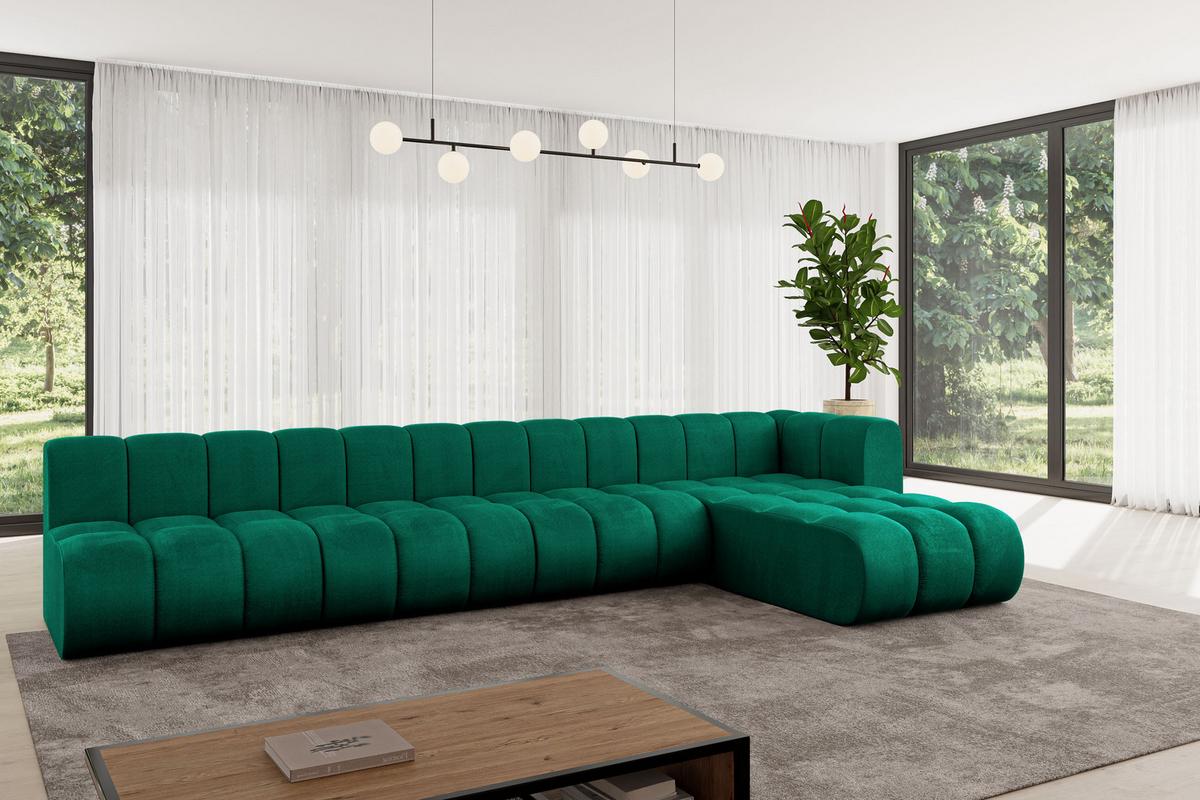 ECKSOFA modulares Sofa Darnel-L3 - 387x177x70 cm Grün - Dunkelgrün, Holzwerkstoff/Textil (387/177cm) - ALTDECOR