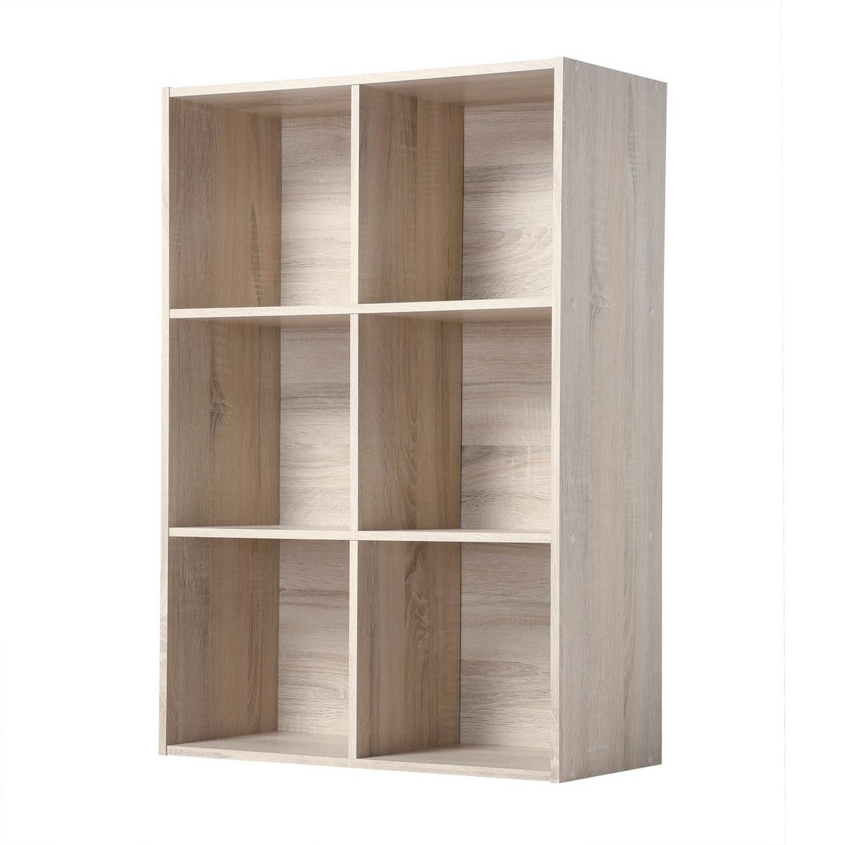 REGAL mit 6 Fächern - H91,5 x L61,5 cm - Eschefarben, Holzwerkstoff (29.5/91.5/31cm) - Calicosy