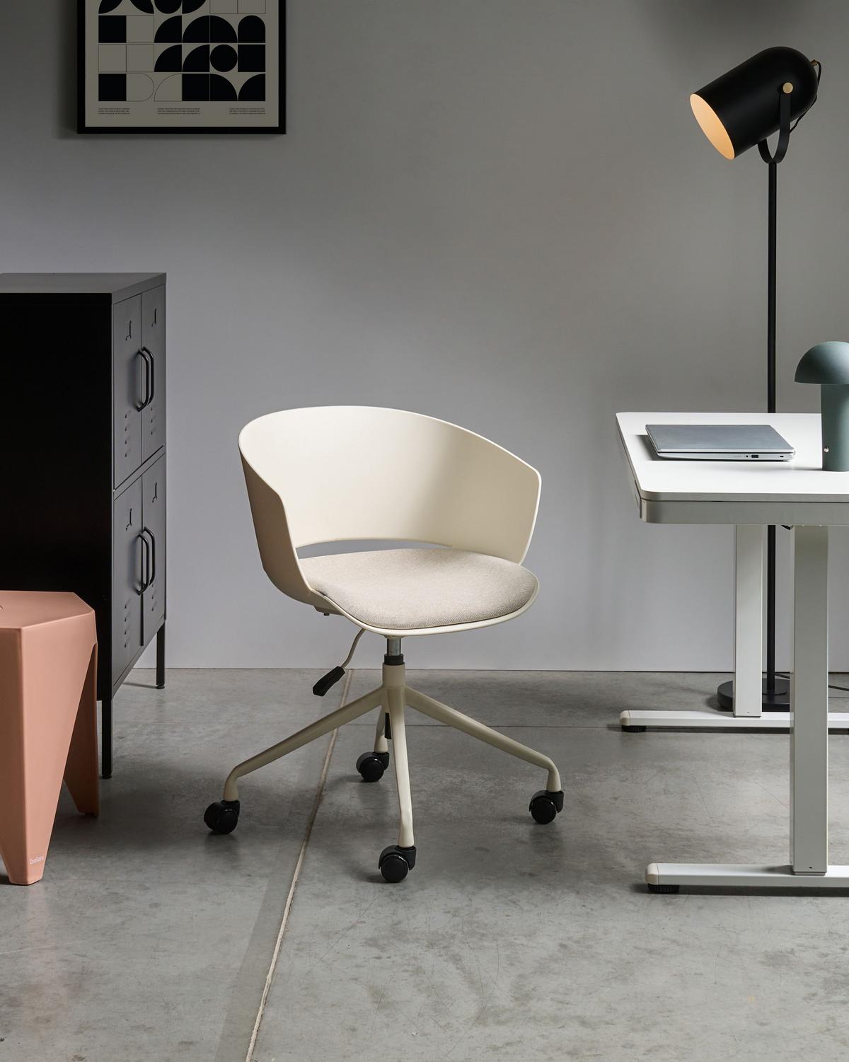 BÜROSTUHL Cremeweiß Gleeful - Beige/Schwarz, Textil (64/77/64cm) - Beliani
