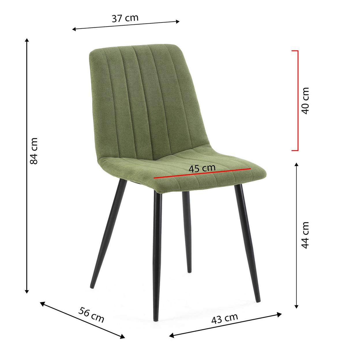 STUHL 4er-Set Sagi Grünstoff - Grün, Textil/Metall (45/84/56cm) - VS Venta-stock