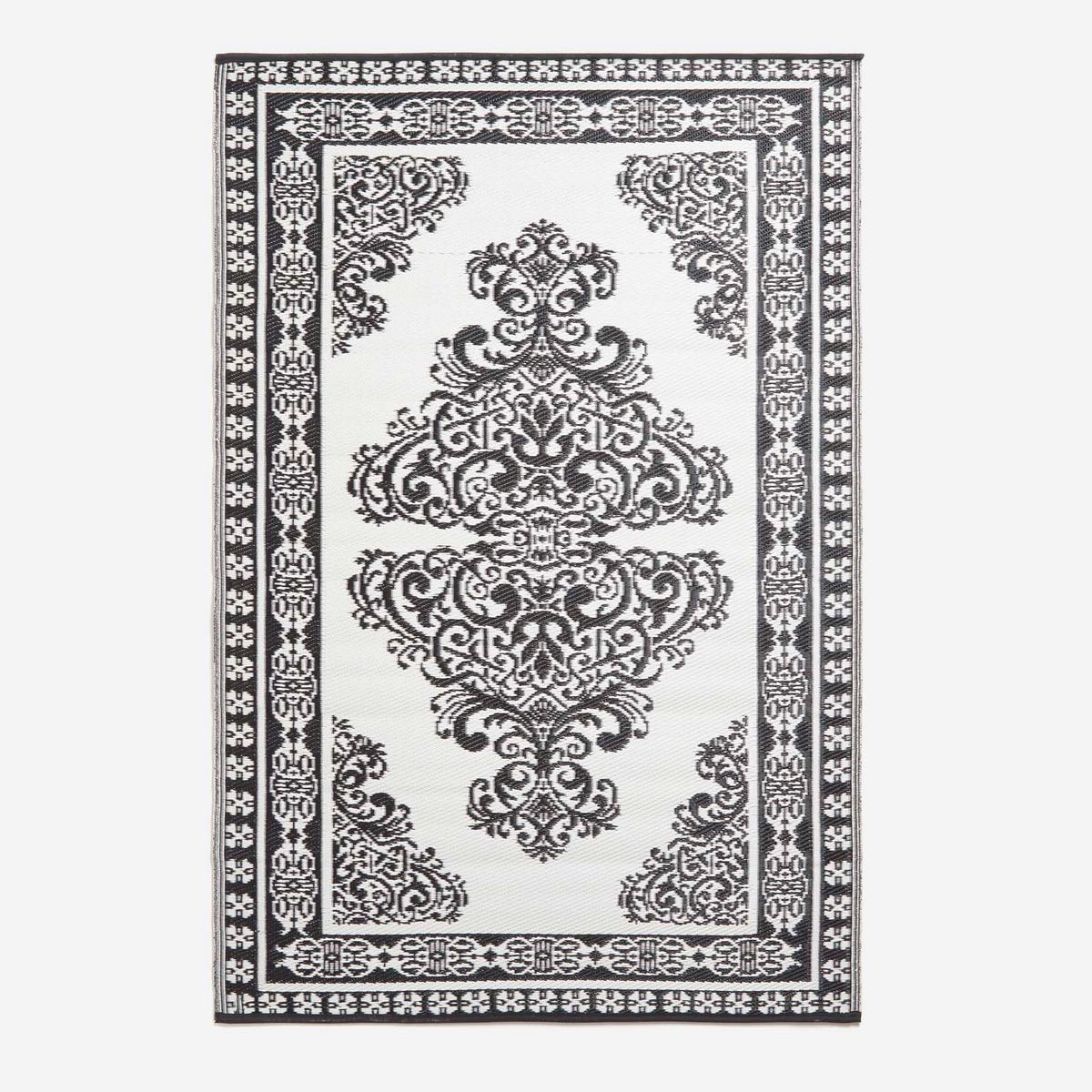 OUTDOORTEPPICH Orientalisch gemustert 120/186 cm - Schwarz/Weiß, Kunststoff (120/186cm) - Homescapes