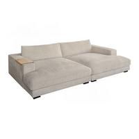 BIG SOFA XL MIT TABLETT MADELINE Cremeweiß Cord - Creme/Schwarz, Kunststoff/Textil (290/85/190cm) - KAWOLA