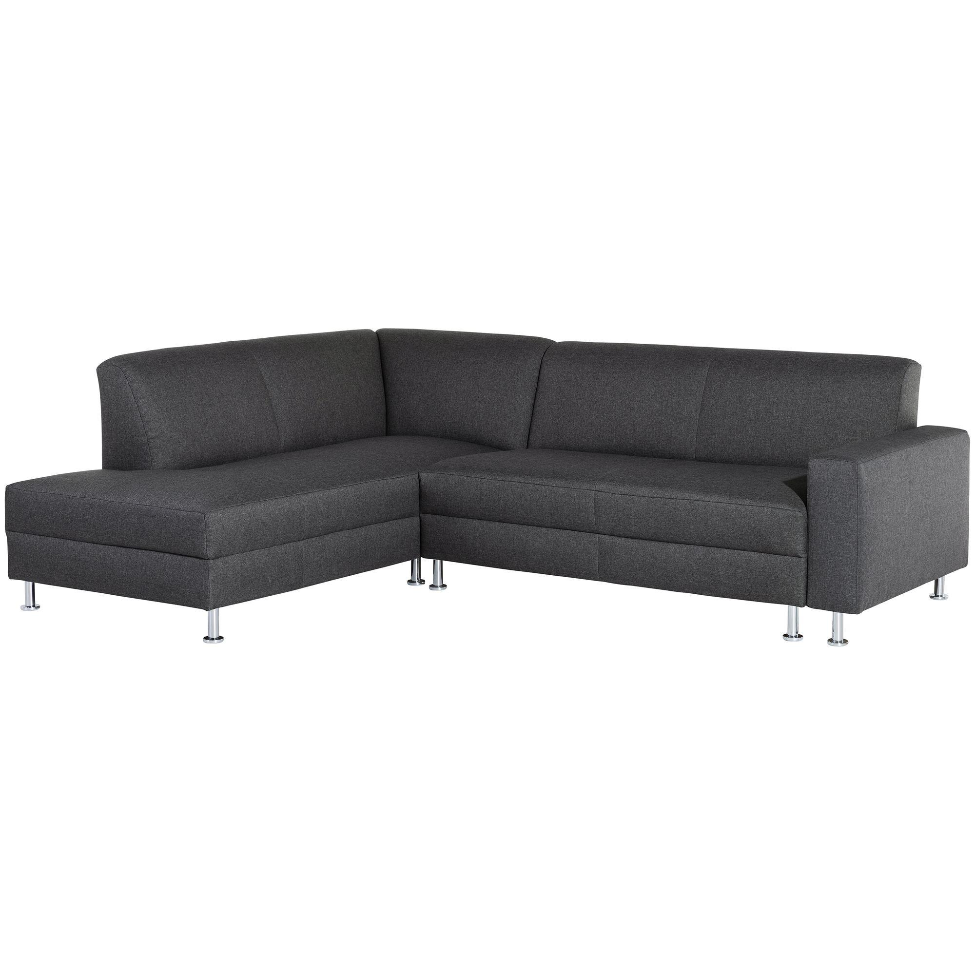 ECKSOFA mit Schlaffunktion Katrine Flachgewebe graphit - Graphitfarben, Kunststoff (190/245cm) - 58aufmkessel