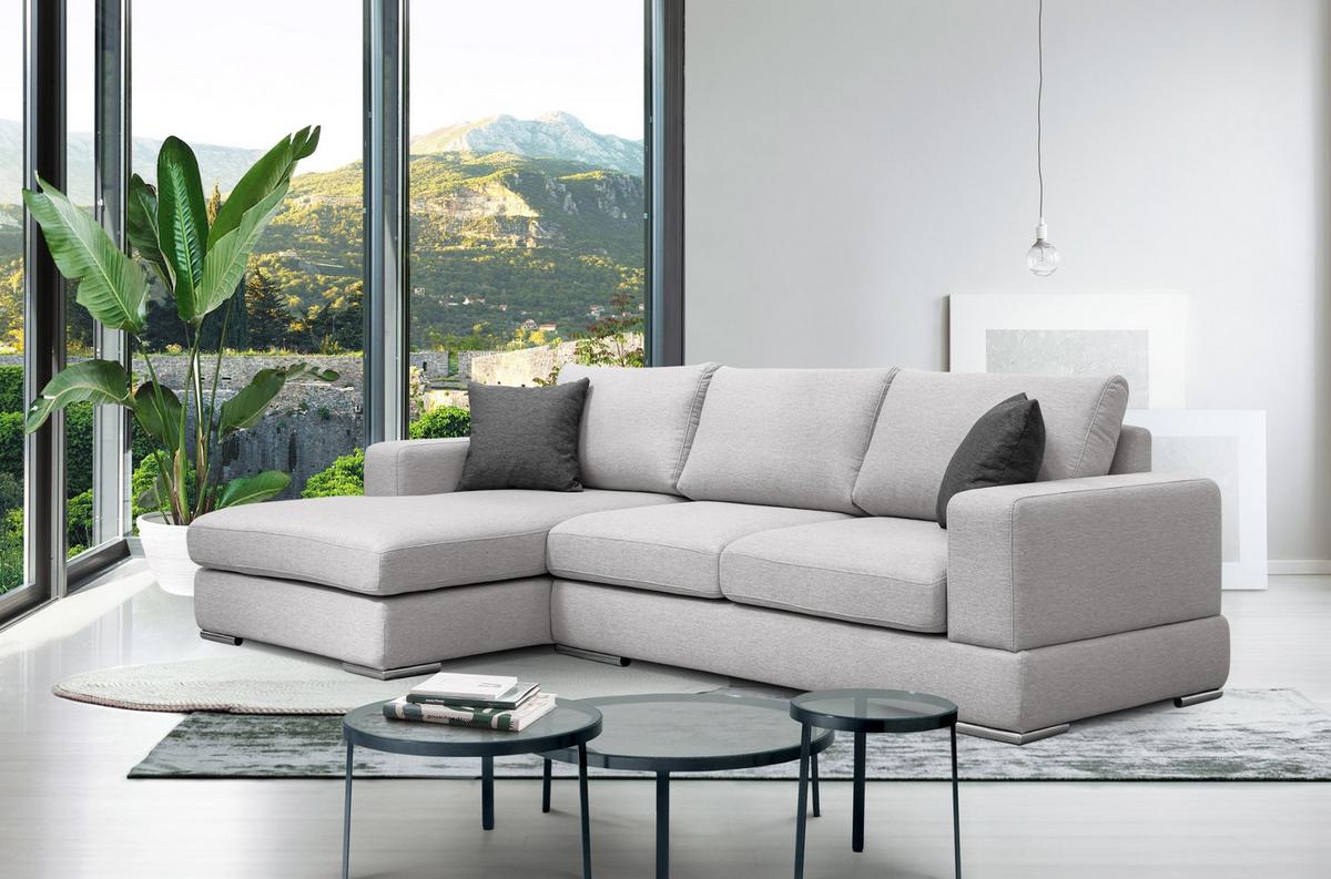 ECKSOFA OTTO 4-Sitzer, hellgrau - Hellgrau, Holzwerkstoff/Textil (159/279cm) - Wozimo