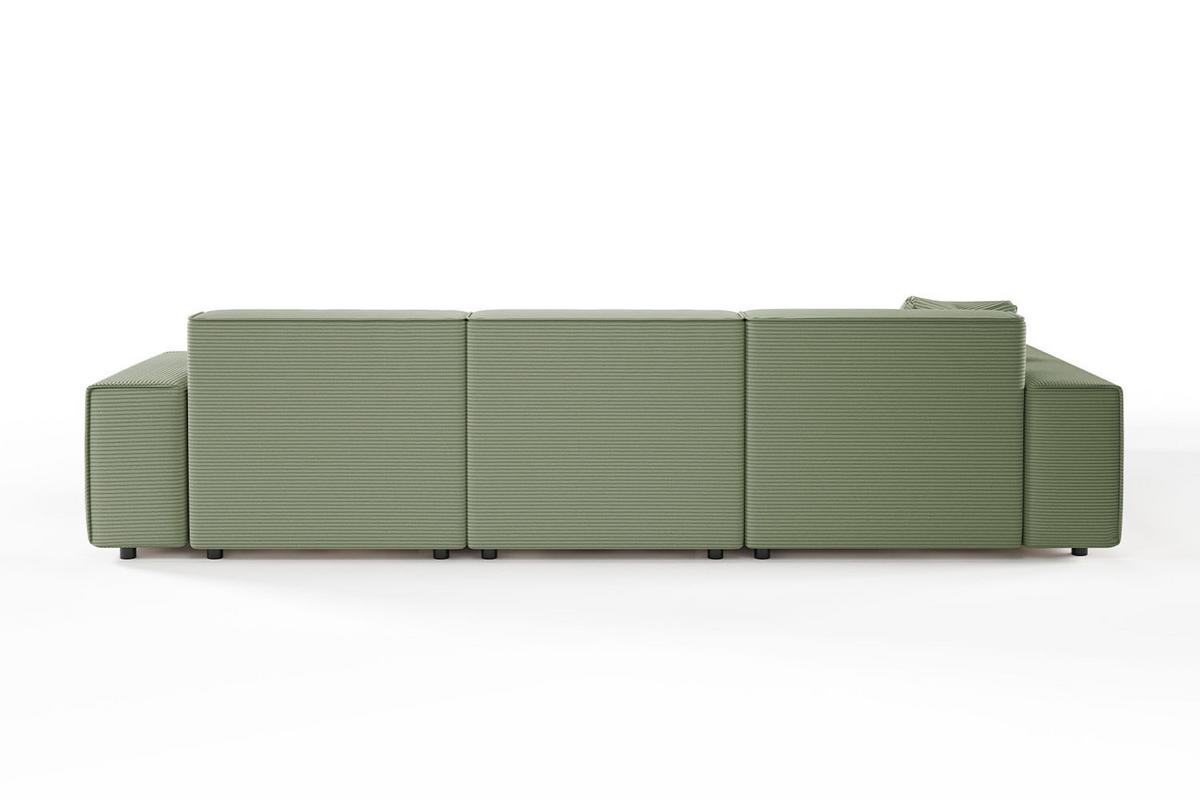 ECKSOFA RANI Grün Cord - Schwarz/Olivgrün, Kunststoff/Textil (299/189cm) - KAWOLA