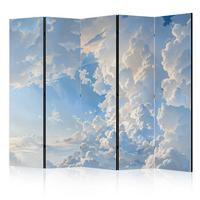 PARAVENT Akustik 5-tlg 225x172 cm Himmel Voller - Blau, Holz/Textil (225/172/3cm) - Muralo