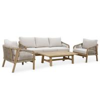 GARTENLOUNGE SANYA 4er Set beige, natur - Beige, Holz/Textil - IDIMEX
