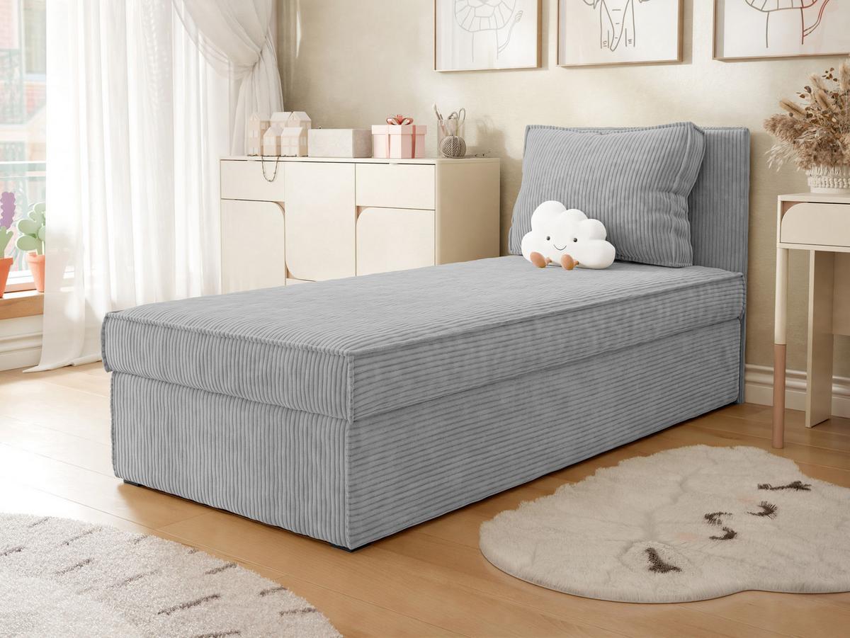 BOXBETT Posi Cord - Hellgrau/Schwarz, Holzwerkstoff/Kunststoff (90/200cm) - MIRJAN24