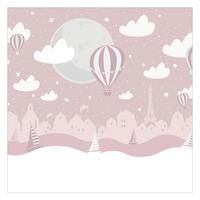 FOTOTAPETE Paris mit Sternen und Heißluftballon in Rosa 192/192 cm - Rosa, Papier (192/192cm) - Bilderwelten
