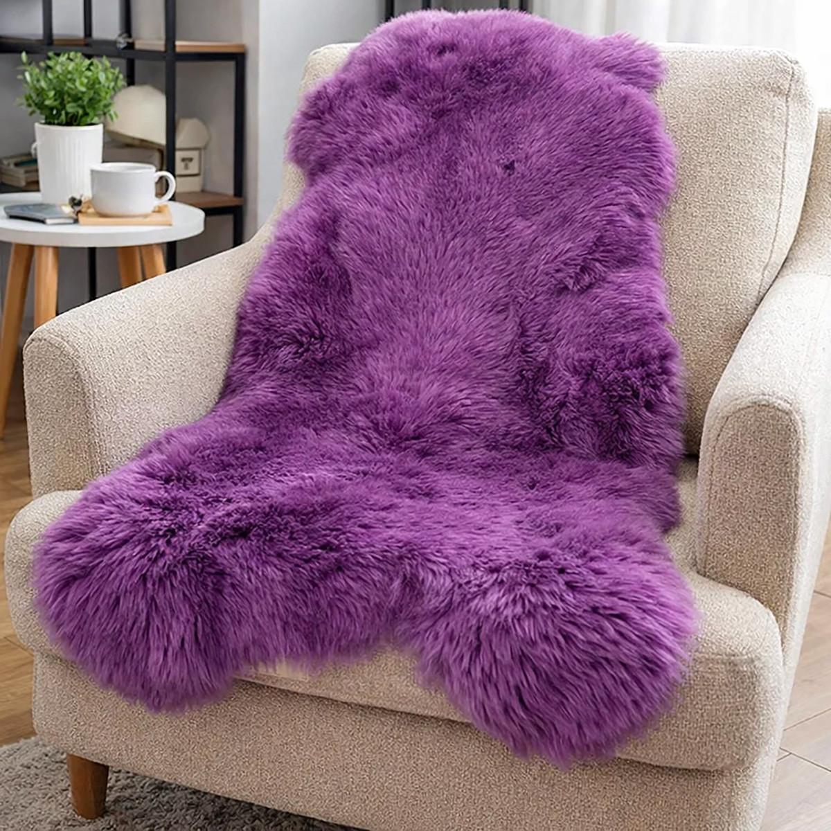 LAMMFELL Öko bunt gefärbt weich Fell Teppich Amethyst ca. 90 cm - Violett, Fell (50/90cm) - Provellus