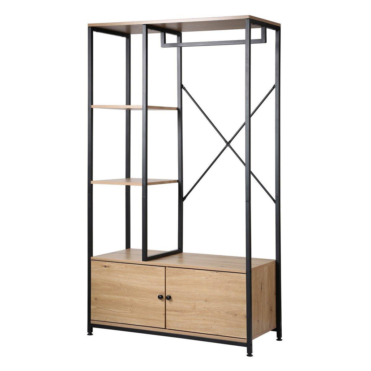 KLEIDERSTÄNDER mit Regalen und Ablagen 2 Türen 90/40/167 cm - Eichefarben, Holzwerkstoff (40/167/90cm) - Calicosy