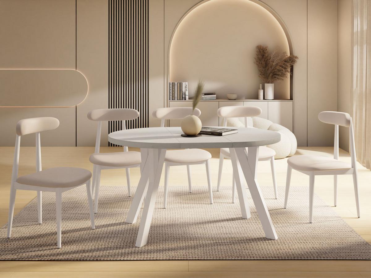 ESSTISCH Avero White runder ausziehbarer, Kiefer weiß 100-140/100/77 cm - Weiß, Holz/Holzwerkstoff (100/140/77cm) - WFL GROUP