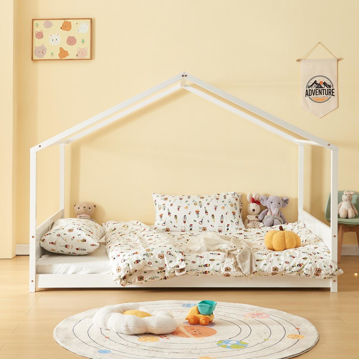 KINDERBETT Simo - Weiß, Holz (120/200cm) - [en.casa]