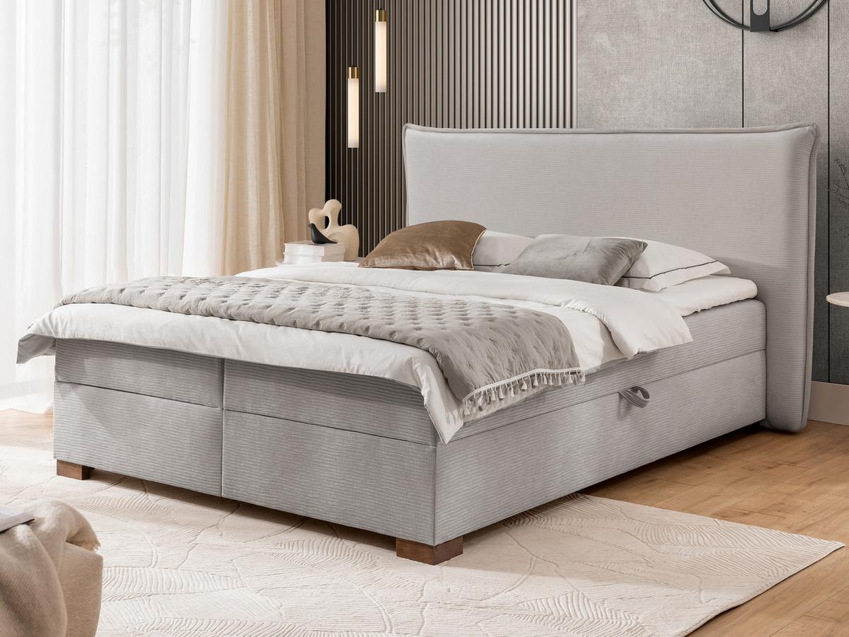 BOXBETT Lovetti, Strukturstoff mit Cordoptik, H3 - Dunkelbraun/Hellgrau, Holz/Kunststoff (140/200cm) - S-Style Möbel