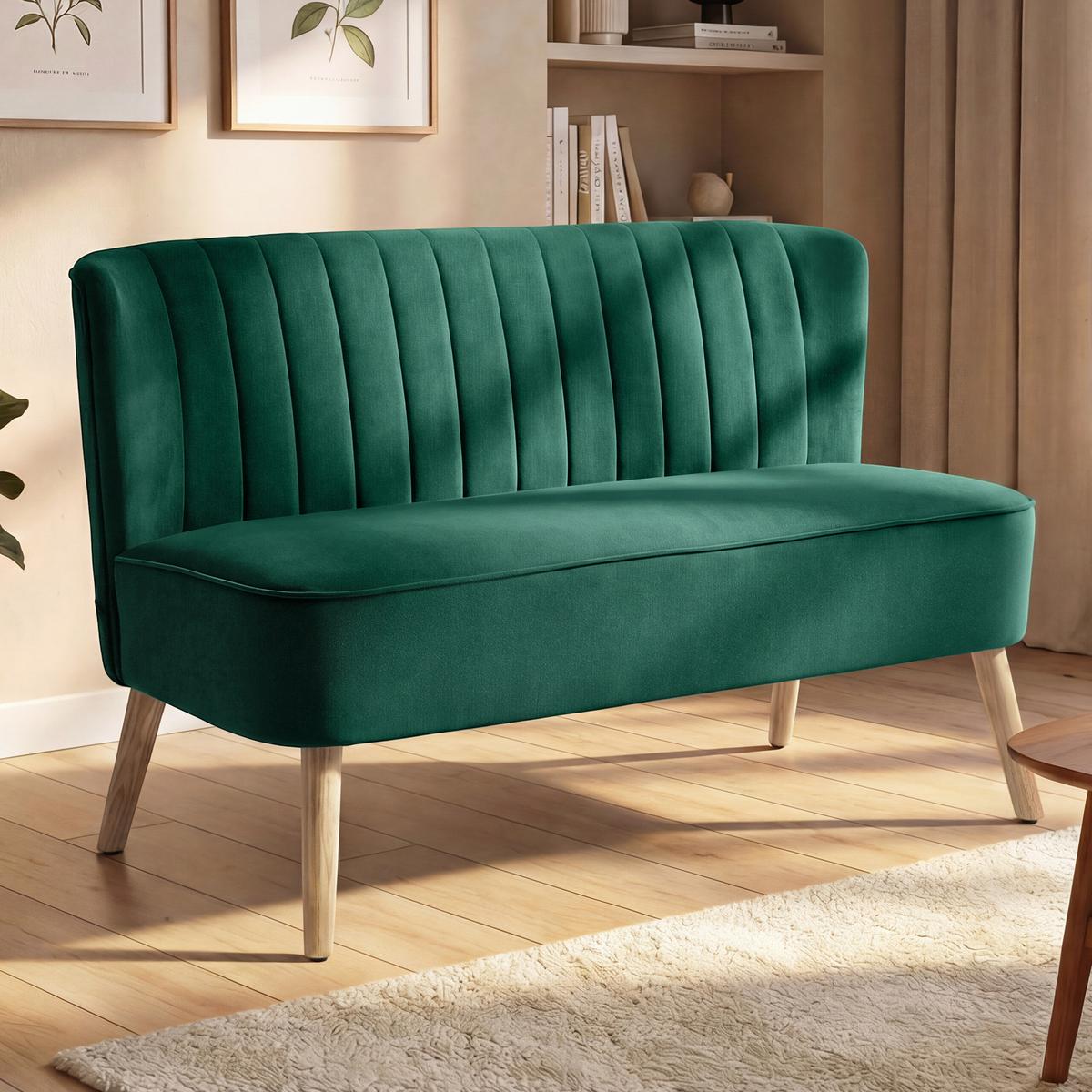 SOFA Polyester Dunkelgrün - Dunkelgrün/Dunkelblau, Holz/Textil (56.5/77/117cm) - HOMCOM