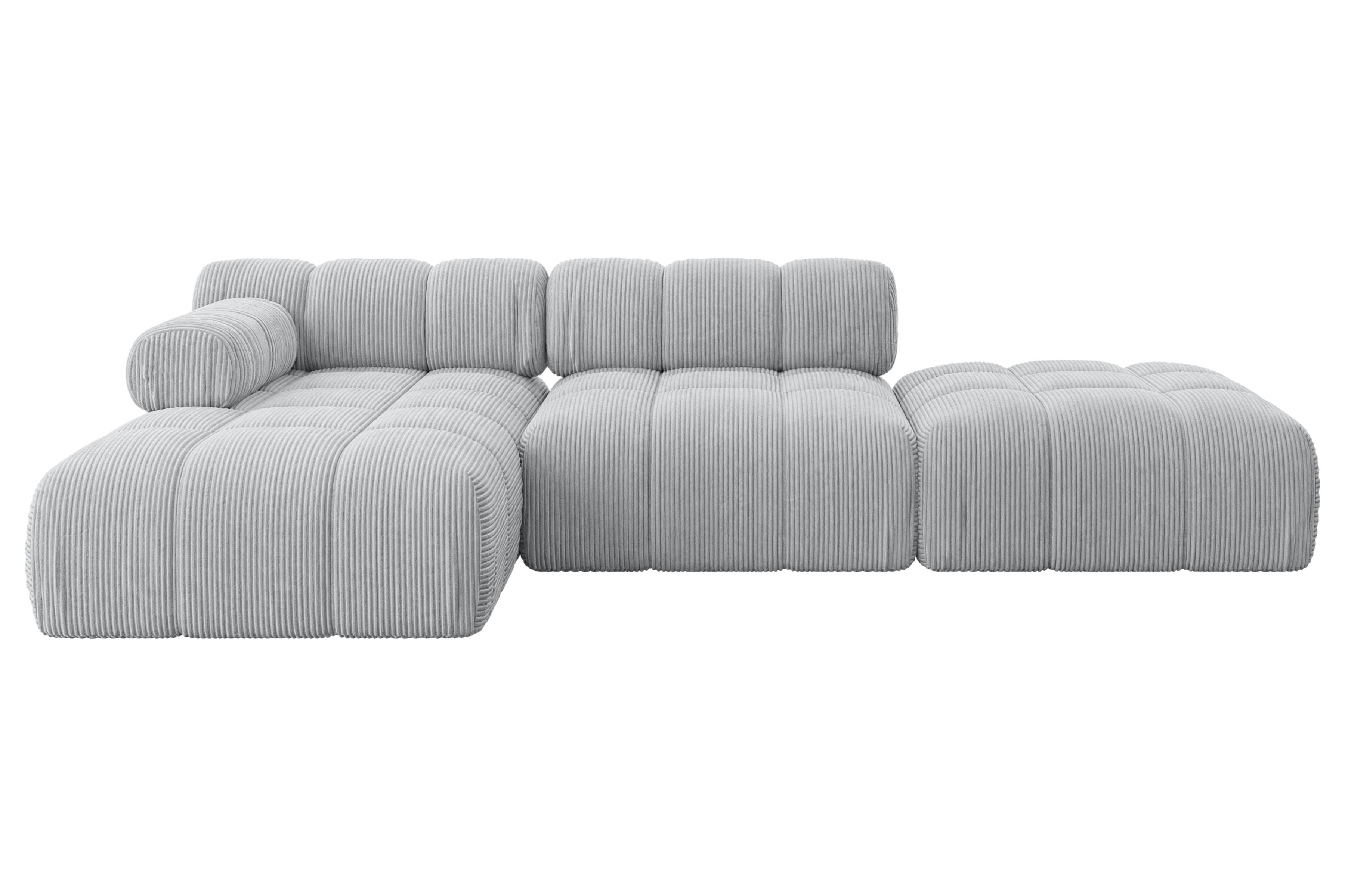 ECKSOFA modulares Sofa Lizur-L1 - 285x160x70 cm Grau Cord - Grau, Holzwerkstoff/Textil (285/160cm) - ALTDECOR