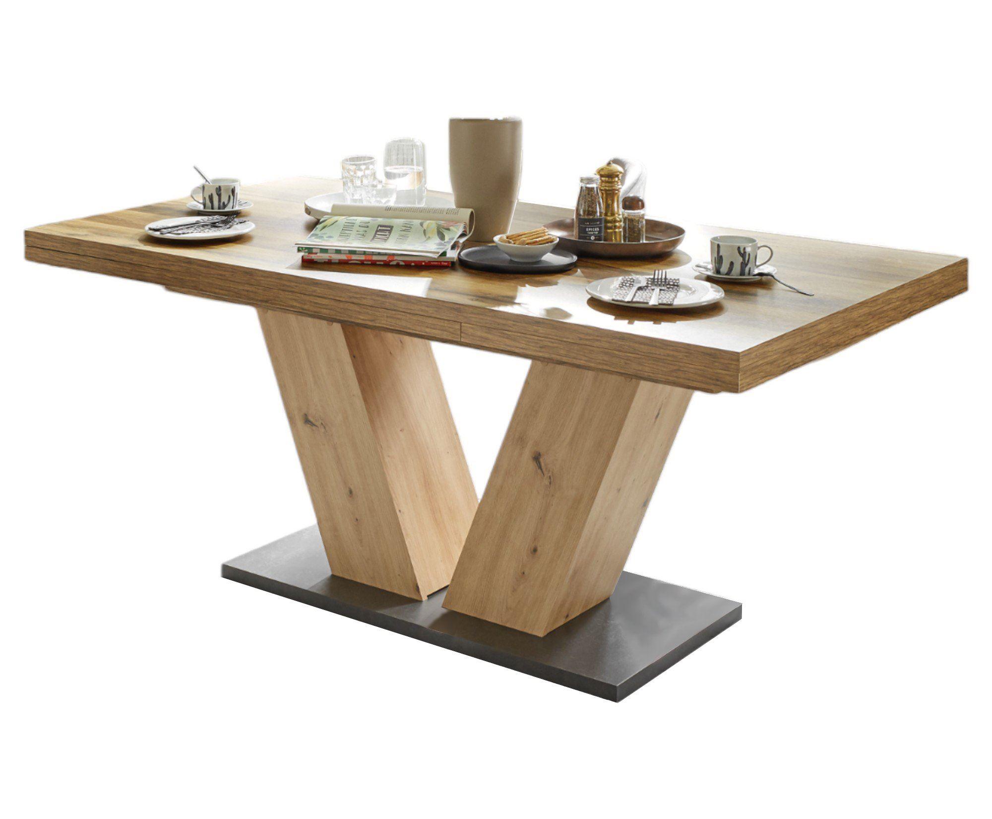 ESSTISCH ausziehbar Elena 160x90x76 Asteiche/Plankeneiche - Hellbraun, Holzwerkstoff (160/90/76cm) - 58aufmkessel