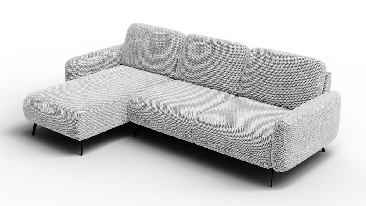 ECKSOFA FEBE 4-Sitzer links, hellgrau - Hellgrau/Schwarz, Holz/Textil (264/157cm) - Wozimo