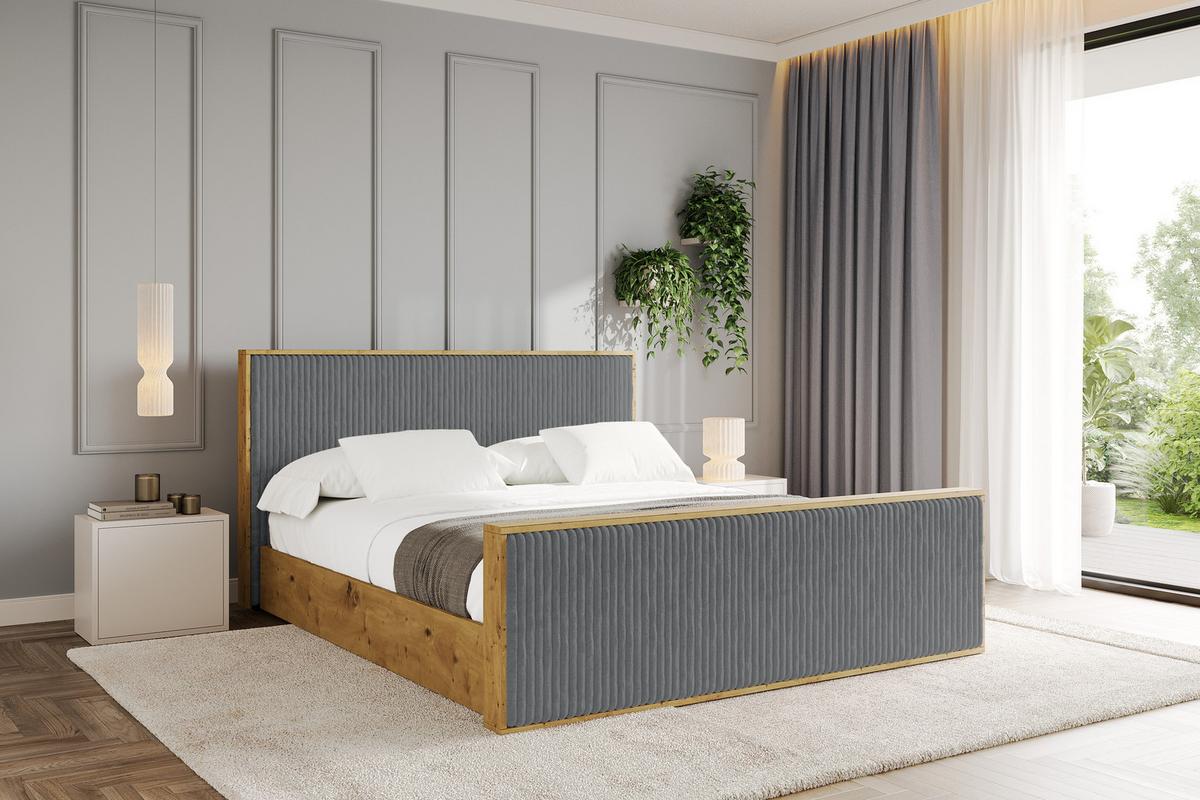 POLSTERBETT mit Bettkasten und Lattenrost, Boxbett mit Stauraum und Kopftei mit Matratze H3/H4 - ENZO10 200x200 Dunkelgrau - Dunkelgrau, Holzwerkstoff/Textil (200/200cm) - ALTDECOR