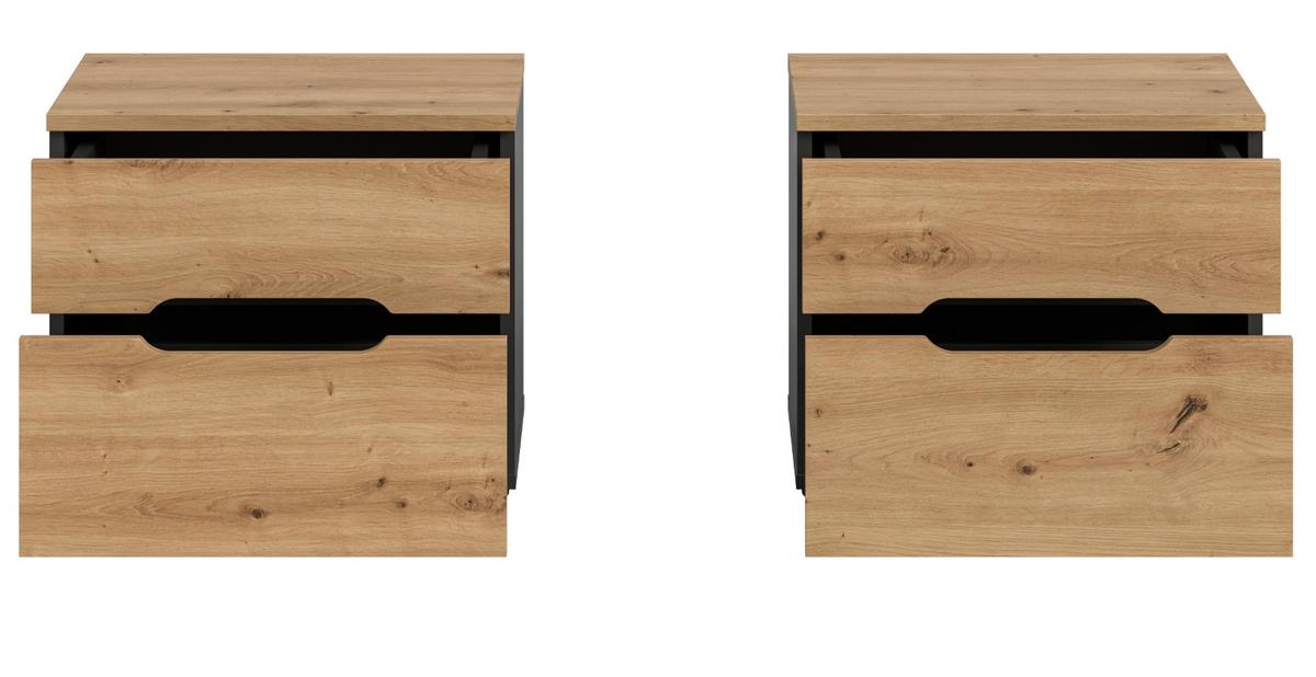 NACHTTISCH 2er Set Eiche Artisan, grau, Nachtkommode mit Schubkästen - Eiche Artisan/Grau, Holzwerkstoff/Metall (50/42/37cm) - Inn.Furn