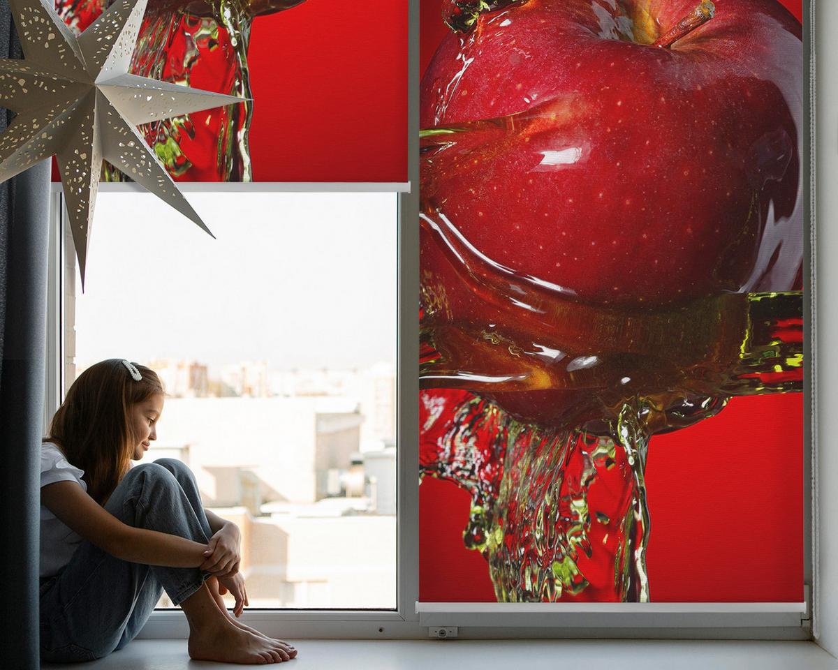 INNENROLLO - Fensterrollo - Rollo - 60x40 cm - Roter Apfel im Wasser - Rot, Kunststoff (60/140/0.5cm) - TULUP