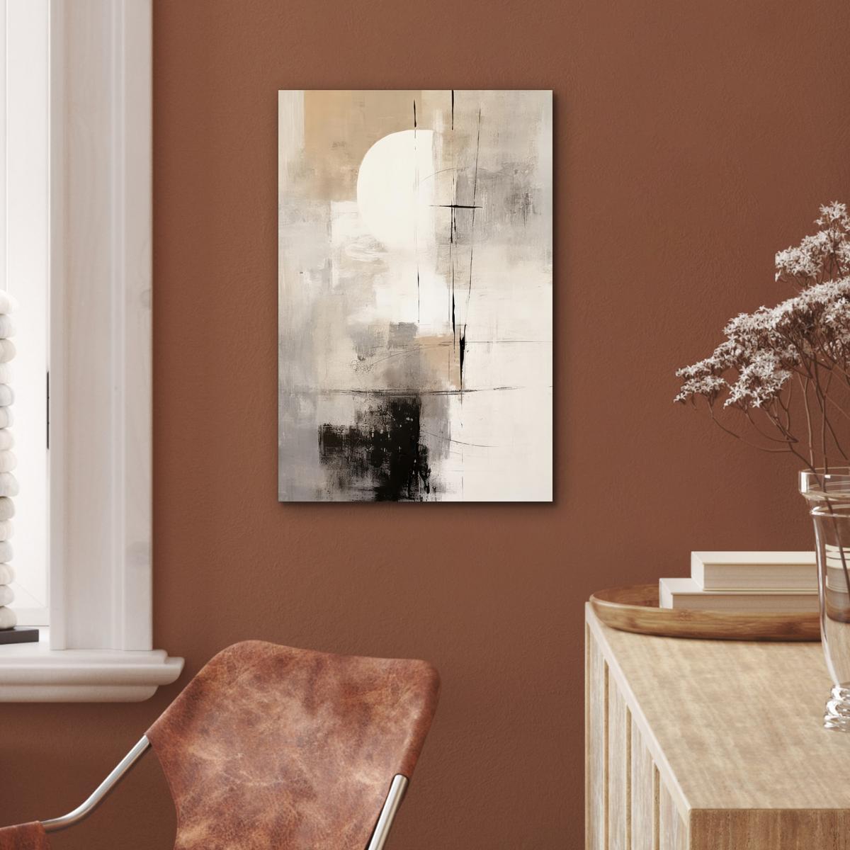 METALLBILD Abstrakt - Kunst - Grau Deko Schlafzimmer 40x60 cm - Hellgrau, Metall (40/60cm) - MuchoWow