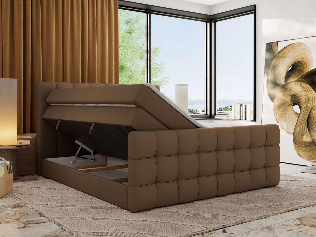 BOXSPRINGBETT ALTIVO KING DUO 120/200 - Braun Kunstleder - H3 - Braun, Textil (120/200cm) - MKS