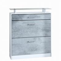 SCHUHSCHRANK Loret Front in Beton Oxid Optik - Hellgrau, Holzwerkstoff (89/104/23cm) - Vladon