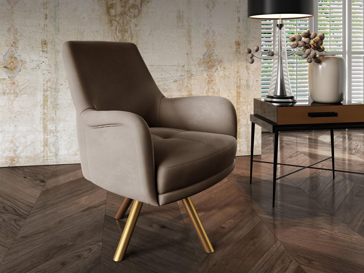 SOFASET Valerie 3-2 Und Drehsessel - Braun, Holzwerkstoff/Textil (228/79/90cm) - Fun Möbel