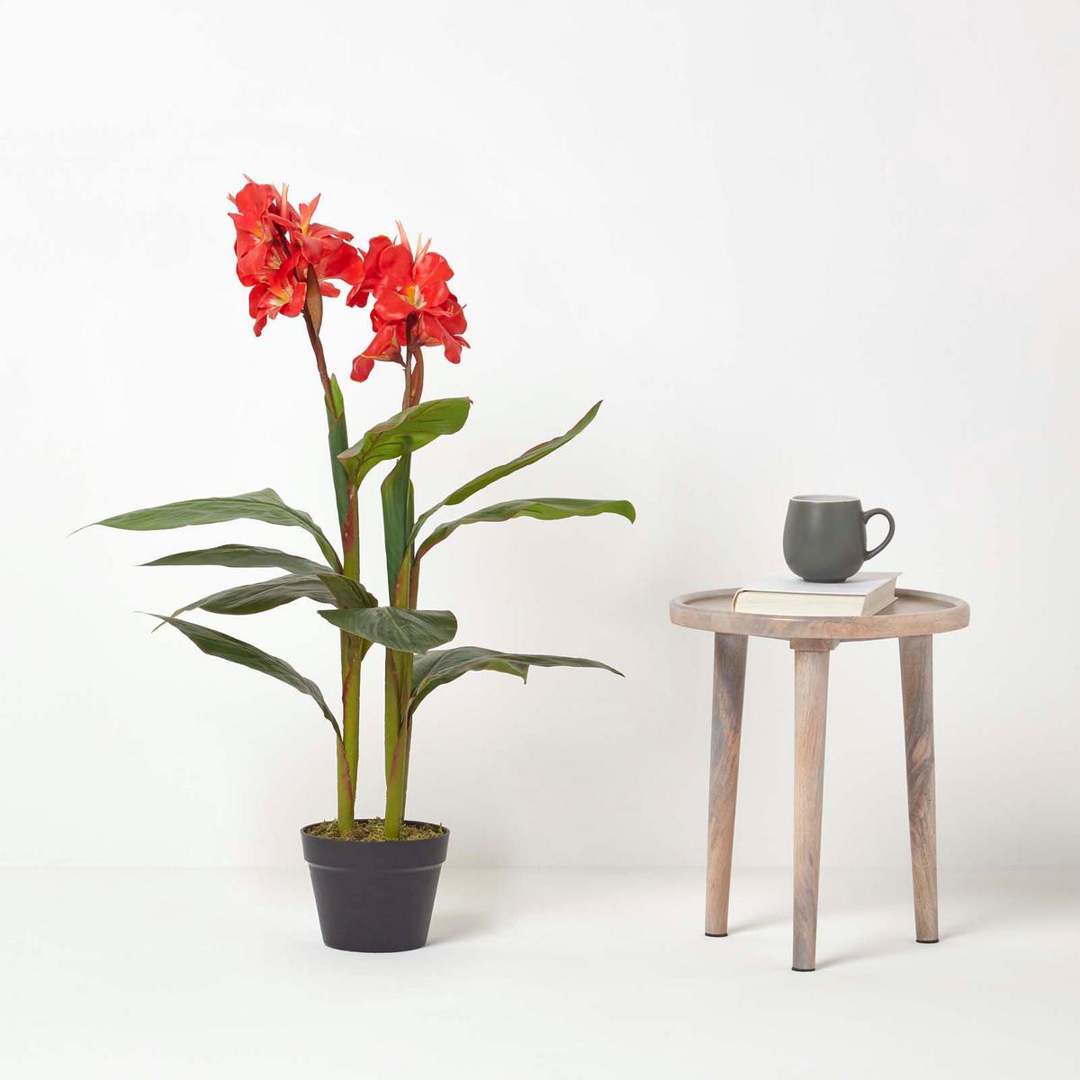 KUNSTBLUME Blumenrohr rot, 90 cm - Rot, Kunststoff (90cm) - Homescapes