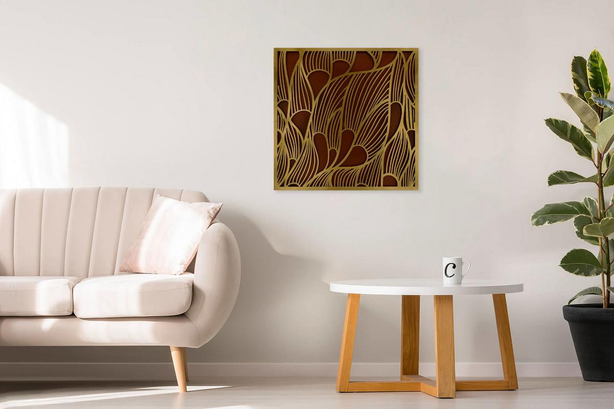 METALLBILD Gold 80/80 cm - Goldfarben/Schwarz, Metall (5.2/80cm) - KUNSTLOFT