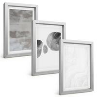 BILDER SET 3er Set - 20x30 cm Silberner Rahmen - Abstrakte moderne Strukturen - Silberfarben, Kunststoff (20/30cm) - TULUP