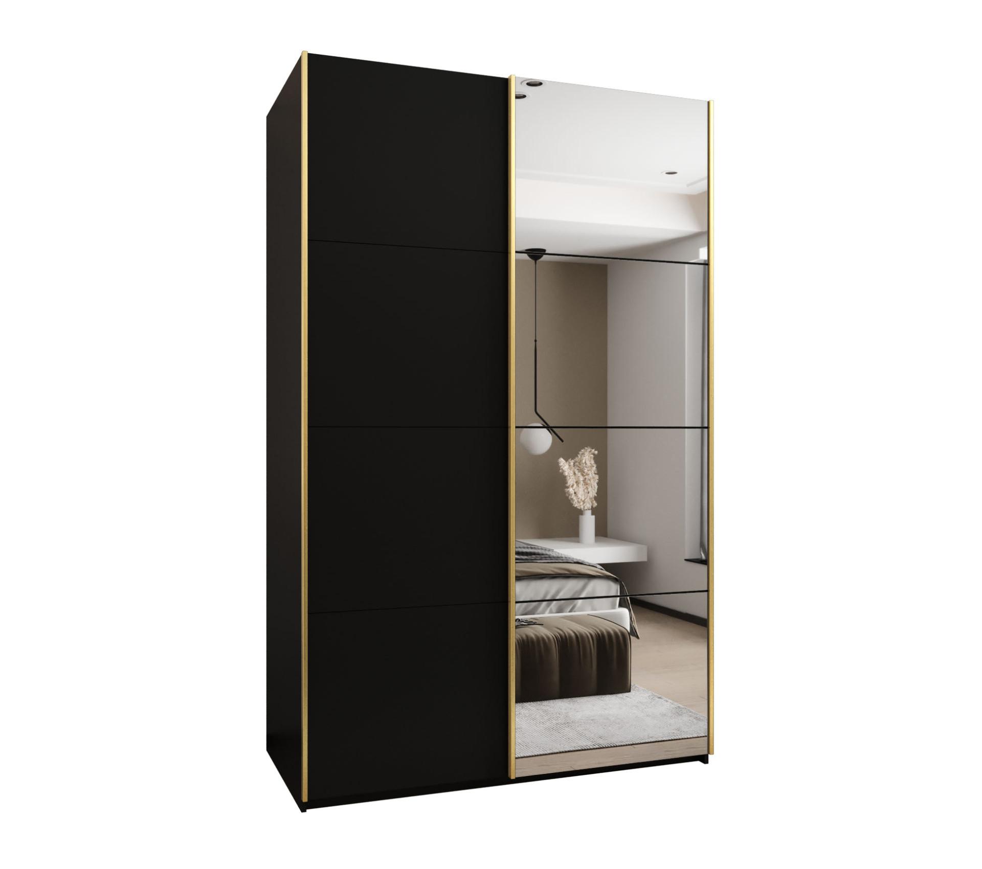 SCHWEBETÜRENSCHRANK 245,5/150/64 2-türig - Goldfarben/Schwarz, Holz/Metall (150/245/64cm) - Abiks Möbel