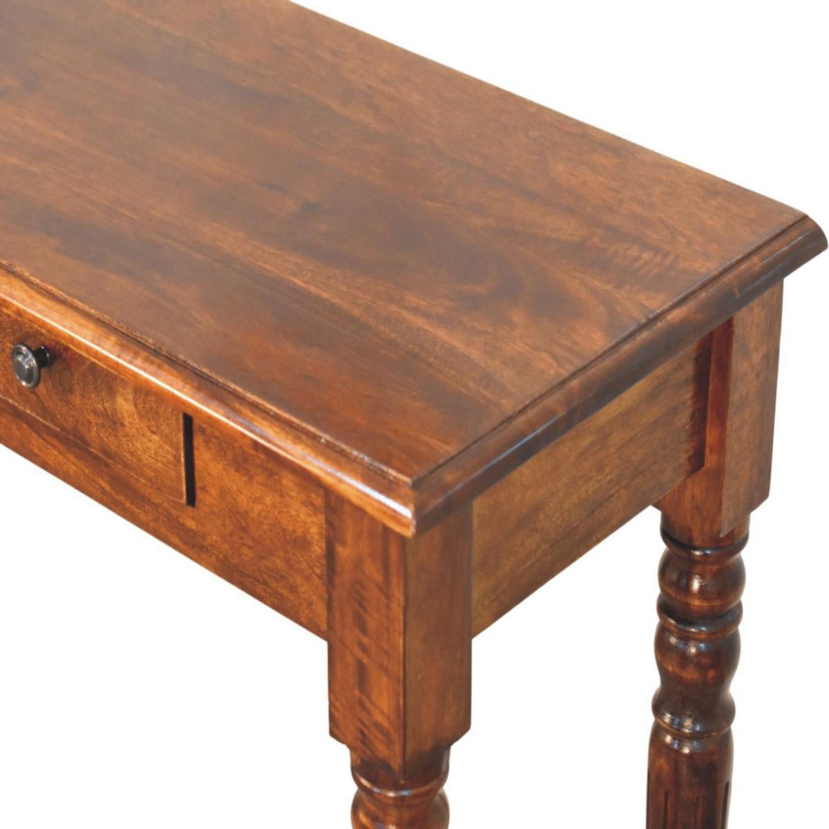 KONSOLE Gedrehte Beine Kastanie, 3 Schubladen, Dunkelbraun - Dunkelbraun/Messingfarben, Holz/Metall (35/110/80cm) - Artisan Furniture