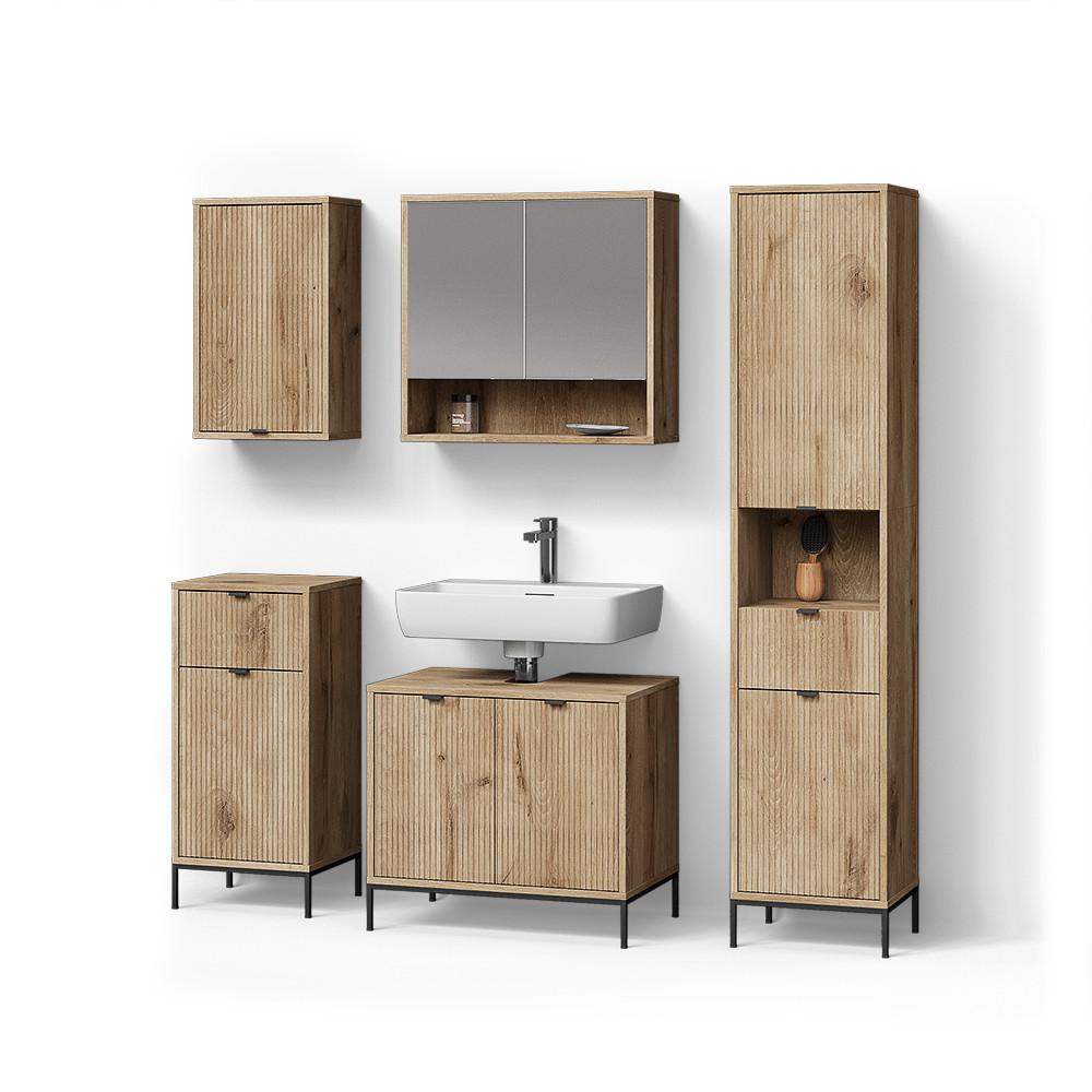BADMÖBEL-SET ATERNO Viking Oak 5 Teile - Eichefarben, Holzwerkstoff (70/63/45cm) - Livinity®