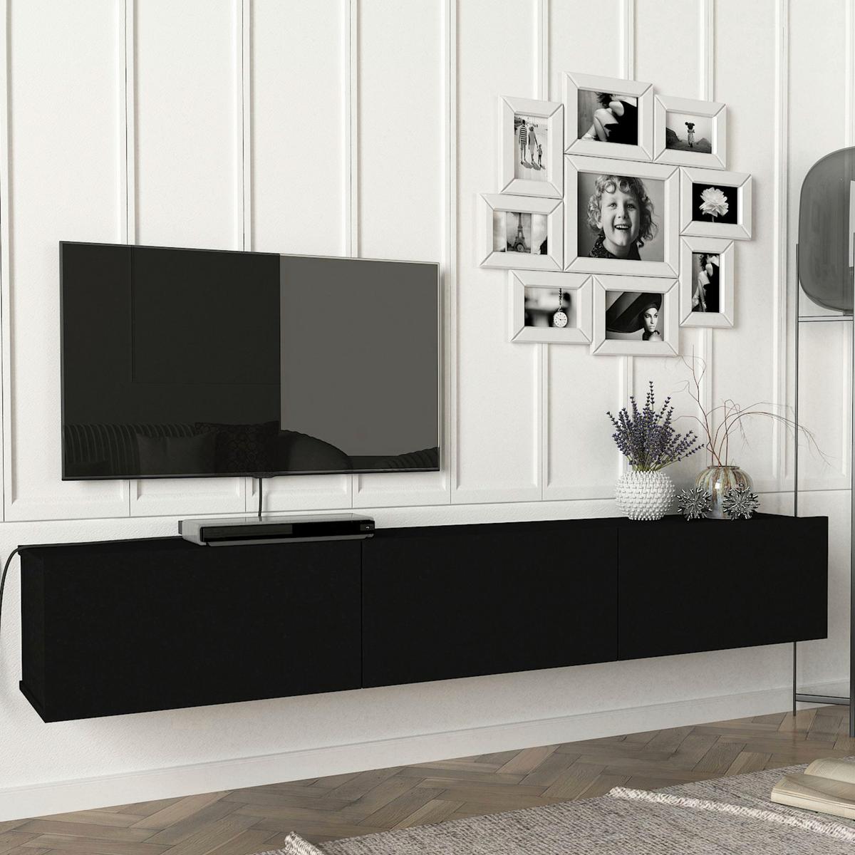 TV-ELEMENT Vihti - Schwarz, Holzwerkstoff (180/29.5/31cm) - [en.casa]