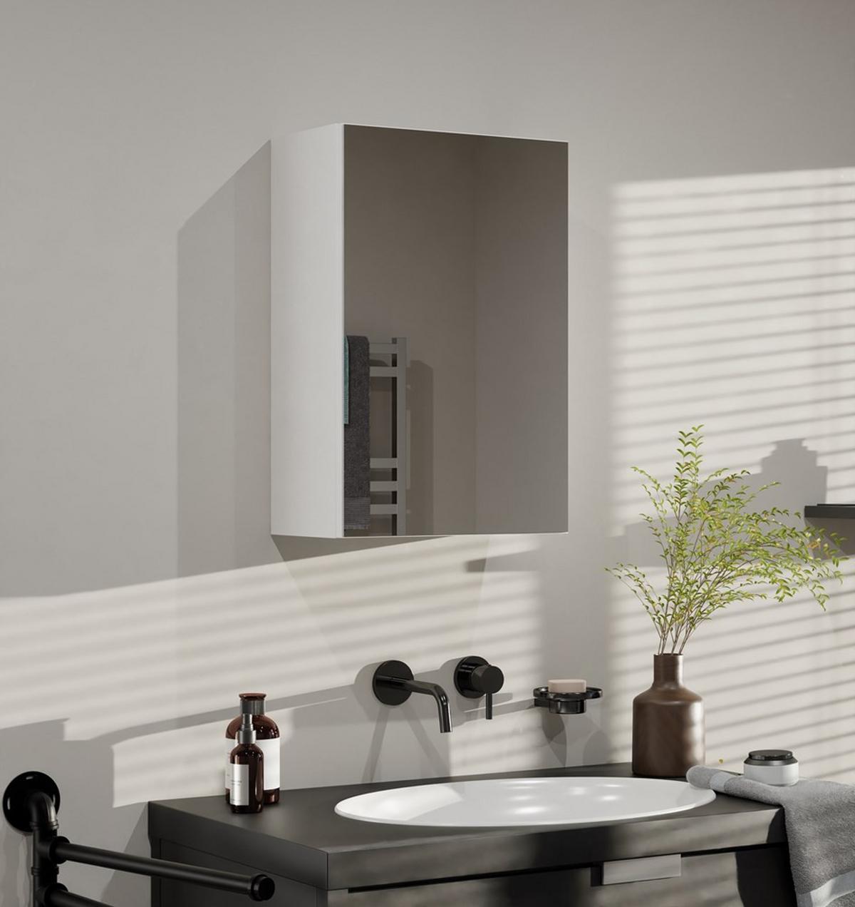 HÄNGESCHRANK mit Spiegel Weiß 40/60/22 - Weiß, Holzwerkstoff (40/60/22cm) - RAUMHIRSCH FURNITURE
