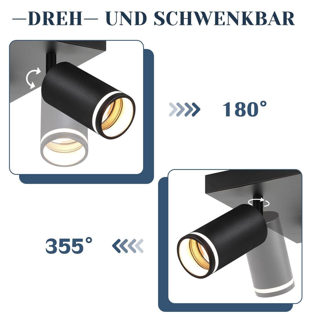 DECKENSTRAHLER Solingen 4-flammig 25/25/17 cm - Schwarz, Metall (25/25/17cm) - Nettlife