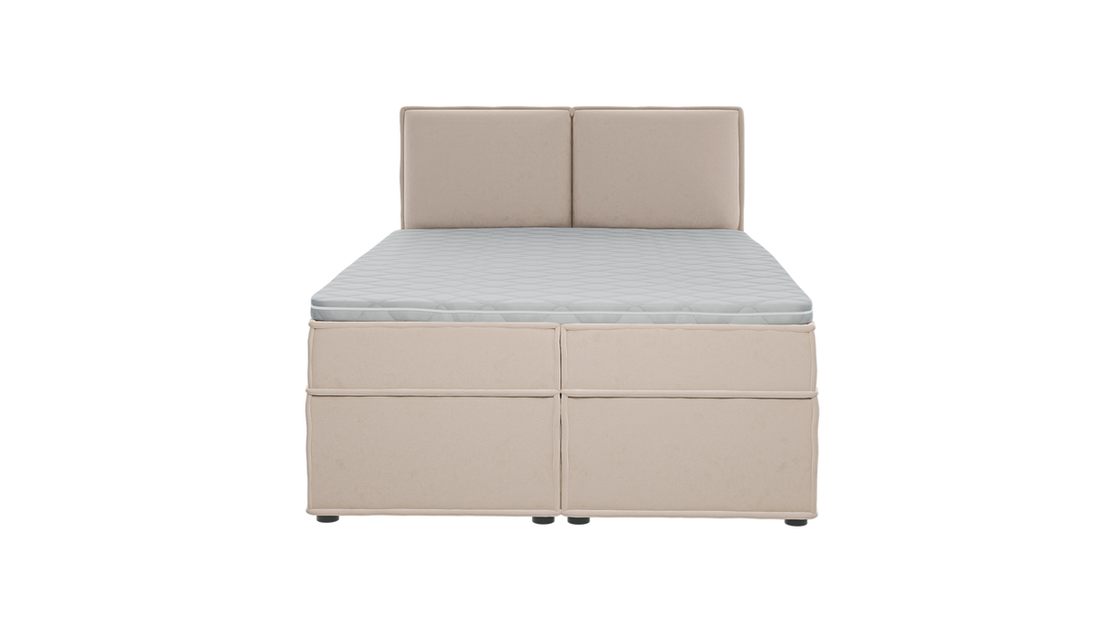 BOXBETT Eclipse 140/200 cm Beige Luxusmicrofaser - Beige/Schwarz, Holz/Kunststoff (140/200cm) - S-Style Möbel