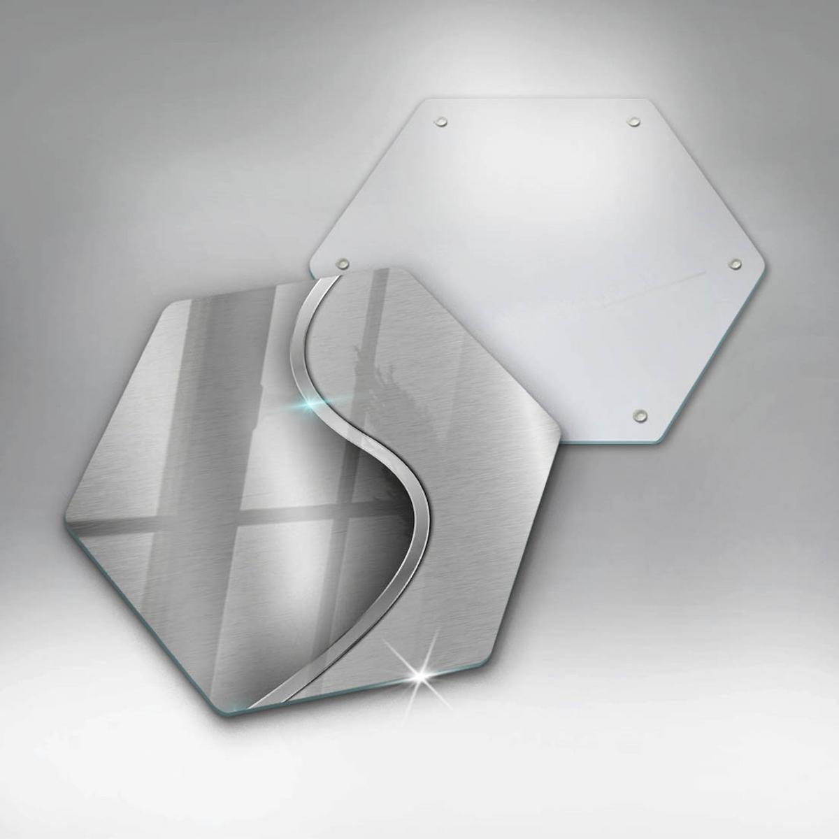 GLASPLATTE 40 cm Silber Metall Abstraktion - Chromfarben, Glas (40/40cm) - Wallfluent