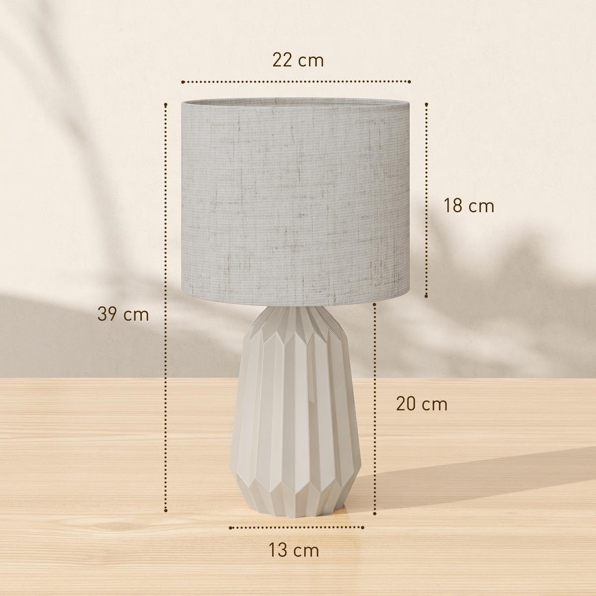 TISCHLAMPE Keramik Leinen Beige - Beige, Keramik (22/22/39cm) - HOMCOM