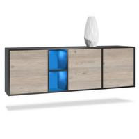 SIDEBOARD Cuba Türen in Eiche Nordic - Silbereichenfarben, Holzwerkstoff (182/53/35cm) - Vladon
