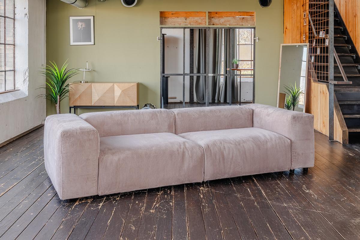 MODULSOFA MIA Taupe Cord - Taupe/Schwarz, Kunststoff/Textil (306/72/120cm) - KAWOLA