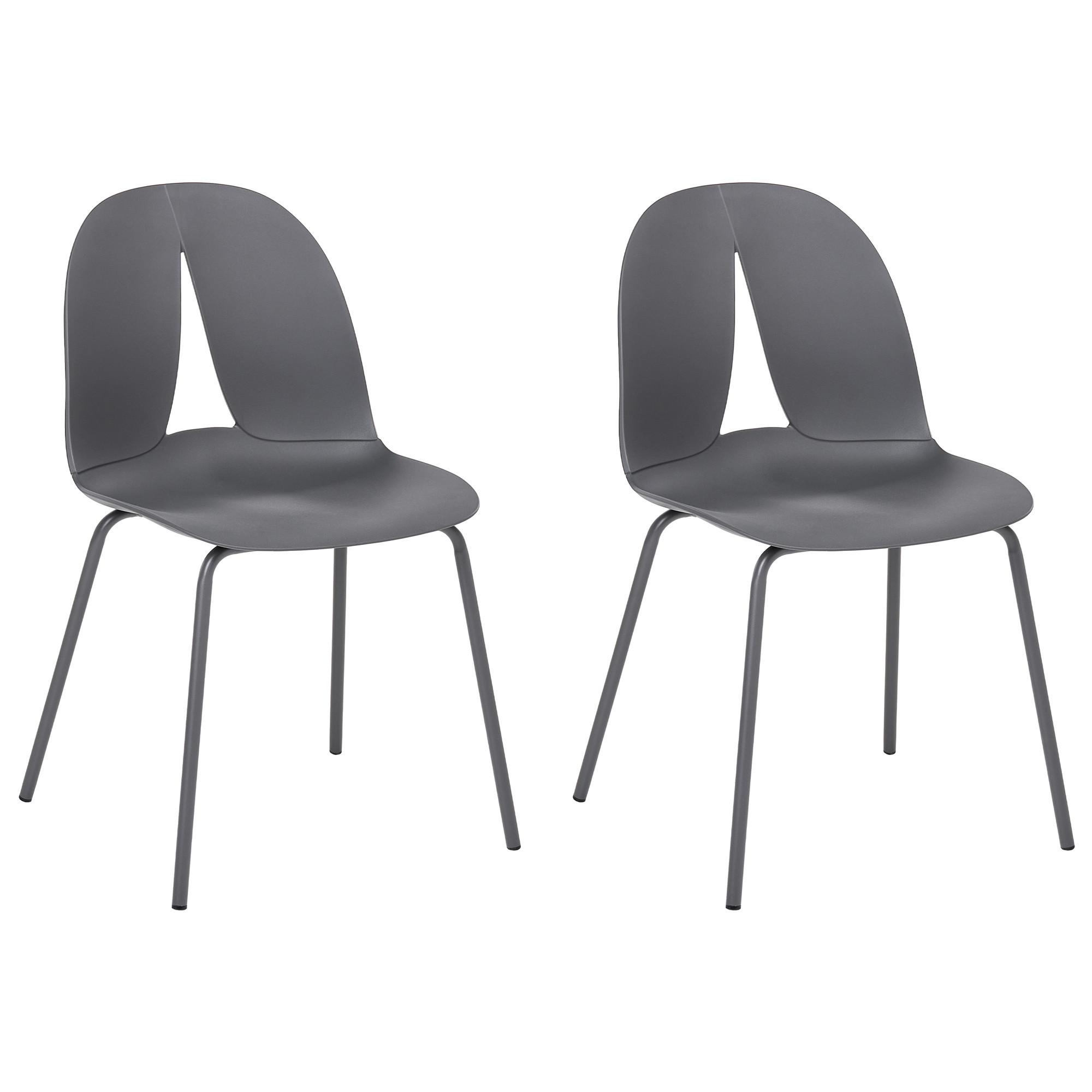 GARTENSTUHL 2er Set ohne Armlehnen Dunkelgrau Bolgheri - Dunkelgrau/Grau, Kunststoff (49/83/49cm) - Beliani
