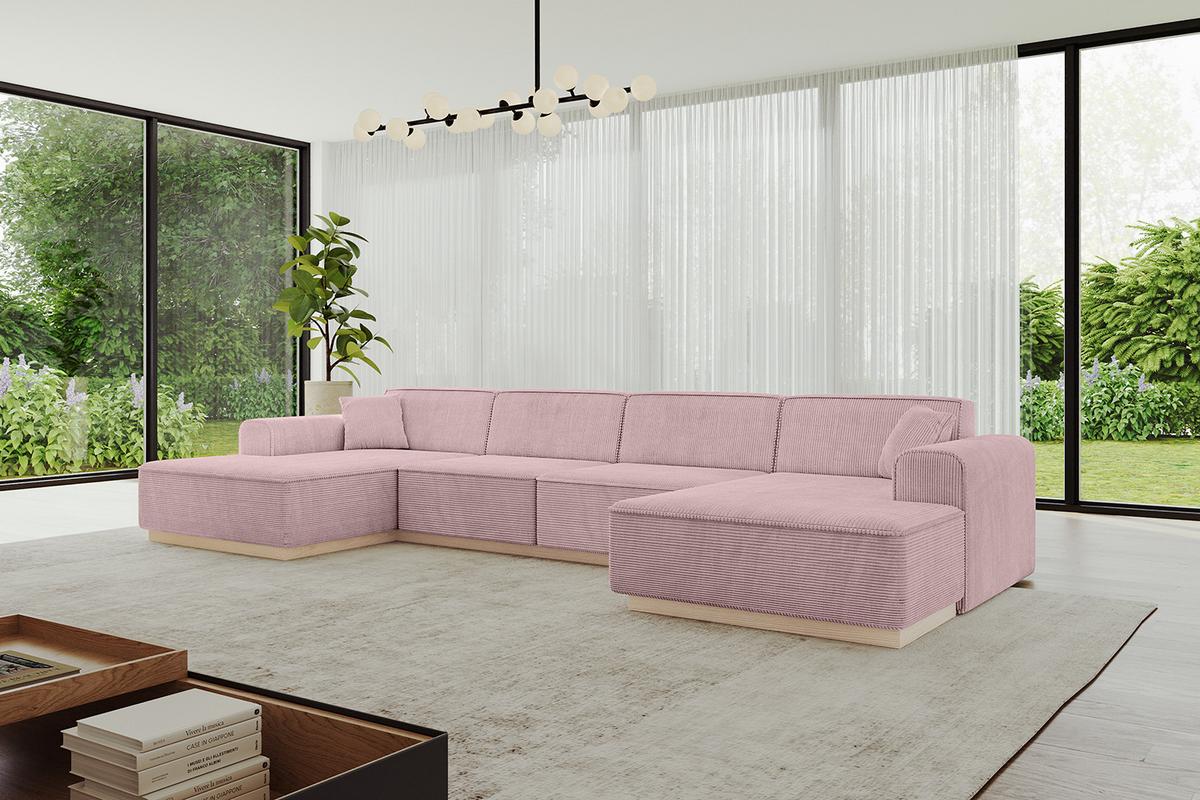 WOHNLANDSCHAFT IREA-U2 - 386x165x80 cm Rosa - Rosa, Holzwerkstoff/Textil (386/80/165cm) - ALTDECOR