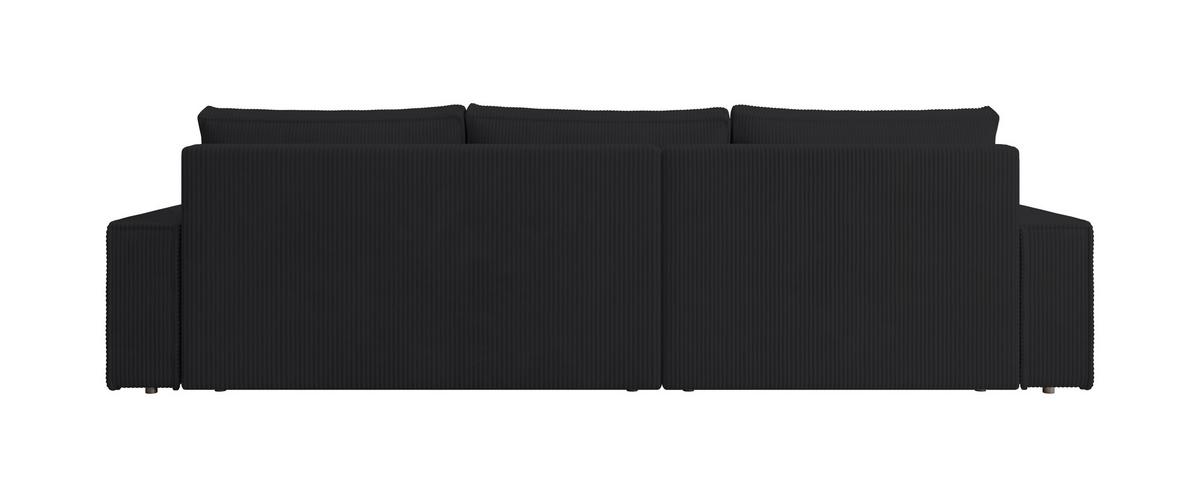ECKSOFA Alice mit Bettkasten und Schlaffunktion, Cordstoff in L-Form - Schwarz, Textil (289/184cm)