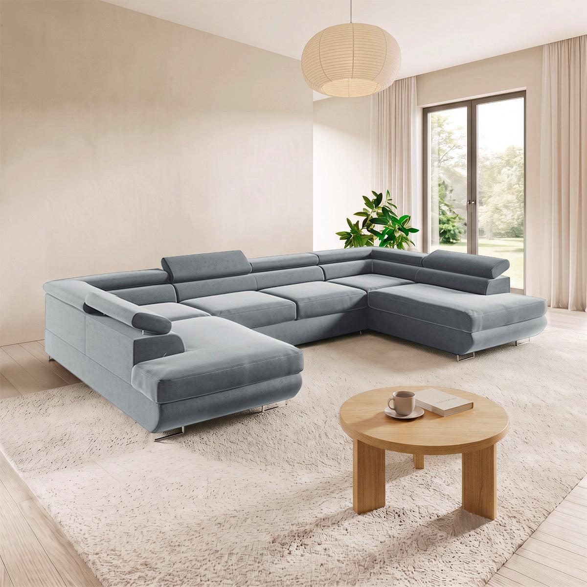 PANORAMASOFA Lyam 5 Sitzplätze Grau - Grau, Textil (335/72/201cm) - Petits-meubles