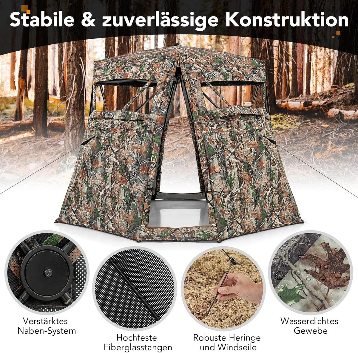 JAGDZELT Camouflage - Multicolor, Textil (211/175/211cm) - COSTWAY