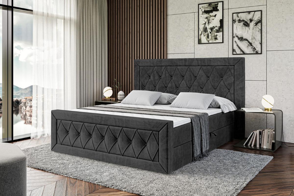 BOXBETT NOEL-Z - 160 x 200 - H3 - Schwarz - Schwarz, Holzwerkstoff (160/200cm) - ALTDECOR