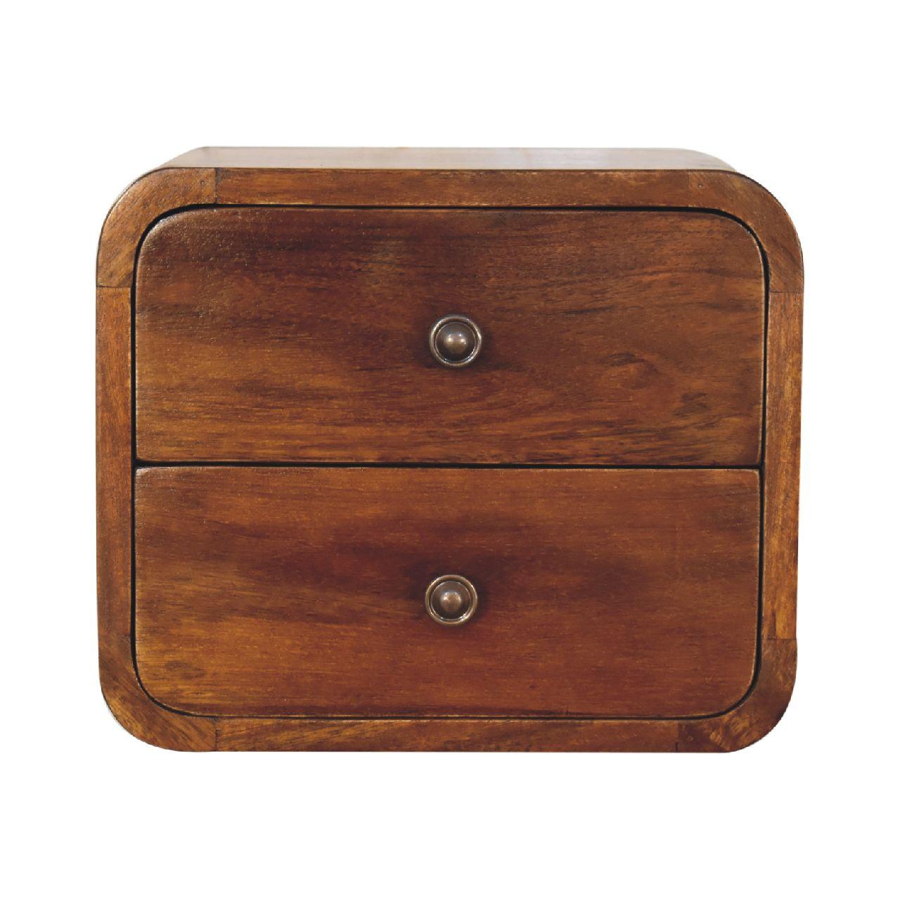 NACHTTISCH Mini Wandmontiert, 2 Schubladen, Braun - Messingfarben/Braun, Holz/Metall (30/25/25cm) - Artisan Furniture